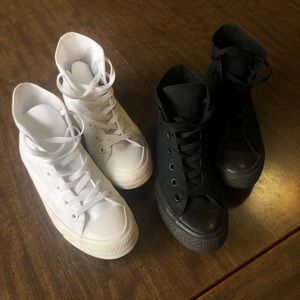 Converse high tops monochrome white black 7.5